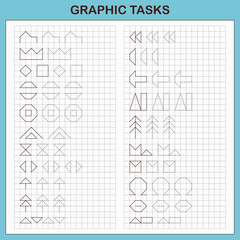 Graphic tasks by cells. Educational games for kids