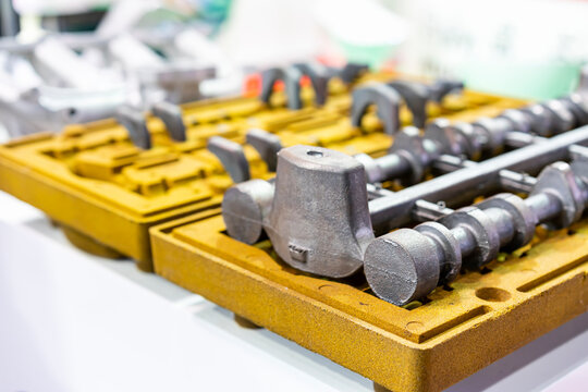 sample metal casting part cam shaft automobile product on resin coated sand shell mold of manufacturing in industrial