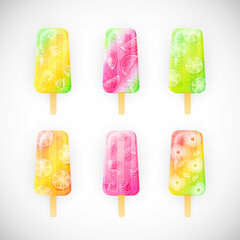 Juicy colorful popsicles set