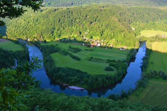 Scenic view of Kolpa river on the border of Slovenia and Croatia and Zapec village in Croatia
