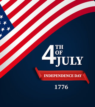 Fourth of July greeting card template. United States of America Independence day design. Vector Illustration - 4th of July USA