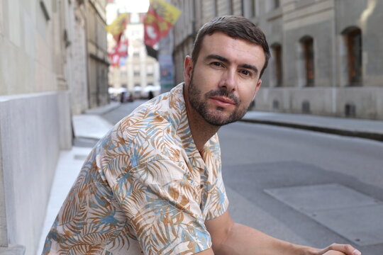 Handsome Man Wearing A Hawaiian Shirt