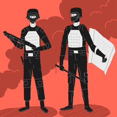 Vector Illustration Police Officers At Work