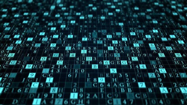 Technical environment of programming binary digits. Modern technology hex code. Futuristic digital abstract background. Cryptocurrency and bitcoin concept. Big data programmer software computer.
