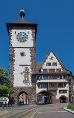 The Schwabentor historic city gate in Freiburg im Breisgau, Baden-Wuerttemberg, southern Germany,...