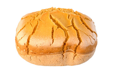 Corn bread. Homemade cornmeal bread isolated on a white background .Top view