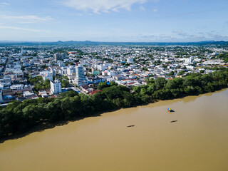 aerial view of the Sinu river in the city of Monteria_Colombia