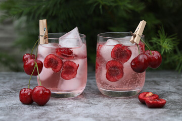 cold drink with sweet cherry
