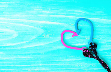 Nautical fishhook bracelets painted pink and blue