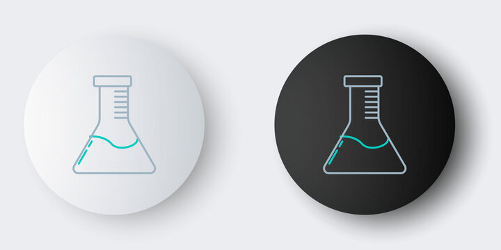 Line Test tube and flask chemical laboratory test icon isolated on grey background. Laboratory glassware sign. Colorful outline concept. Vector