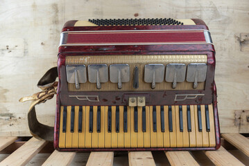 old red accordion