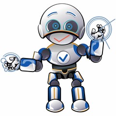 character mascot illustration of cute robot controling