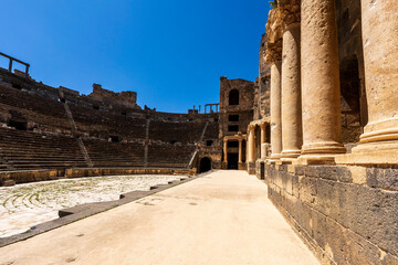 Obraz premium Roman Theatre at Bosra, Syria, from second century, one of the largest and the best preserved.
