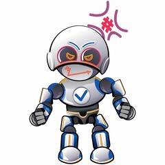 character mascot illustration of cute robot being angry