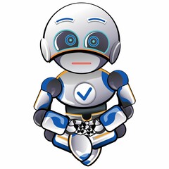 character mascot illustration of cute robot meditation