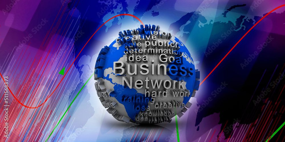 Poster 3d rendering abstract world concept