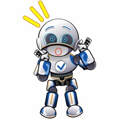 character mascot illustration of cute robot being surprised