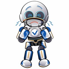 character mascot illustration of cute robot get scared