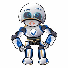 character mascot illustration of cute robot stand and make noice
