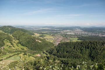 landscape in switzerland, view from the (Wasserflue), a 866 m above sea level. mountain in the...