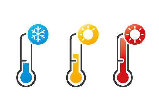 three thermometers - vector icon set