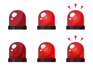 かわいいサイレンのライト_回転灯のイラスト素材セット_赤 © ふわぷか