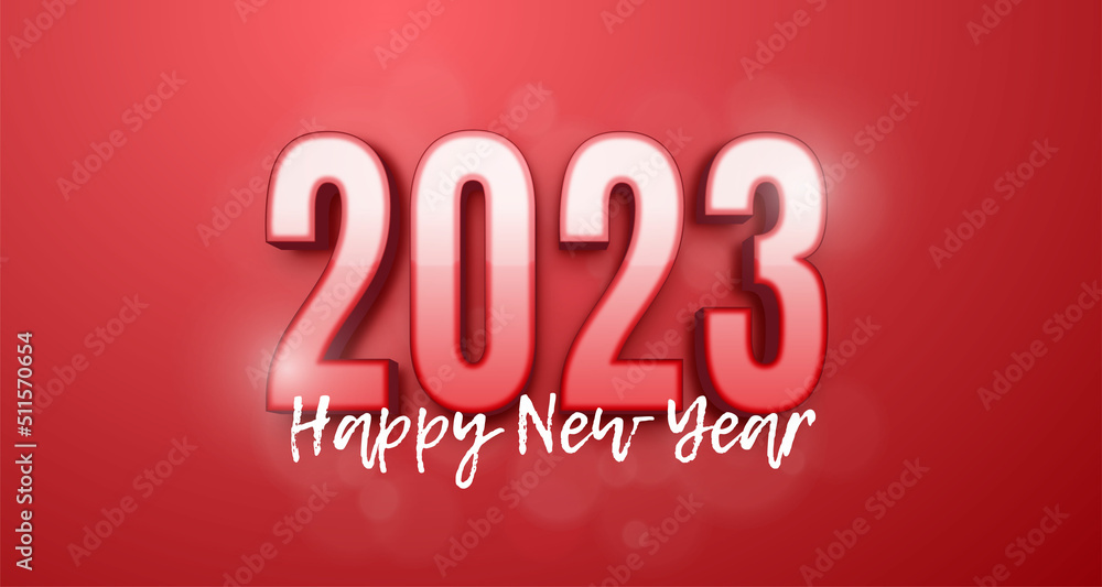 Poster 2023 happy new year design in number red glossy style