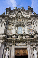 Fototapeta na wymiar Fragment of Carmo Church (Igreja do Carmo) with beautiful azulejos in Porto