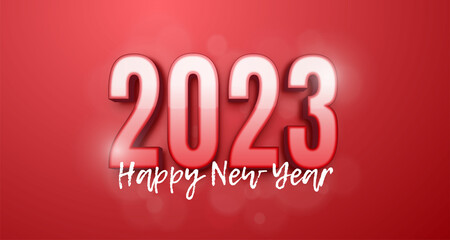 2023 happy new year design in number red glossy style