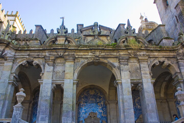 Fototapeta na wymiar Fragment of Porto Cathedral (Se do Porto) in Portugal 