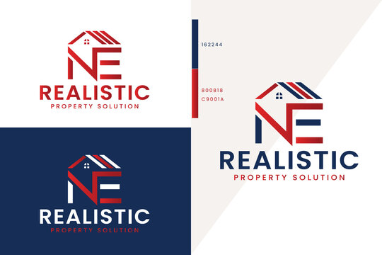 N E Real estate logo design premium vector
