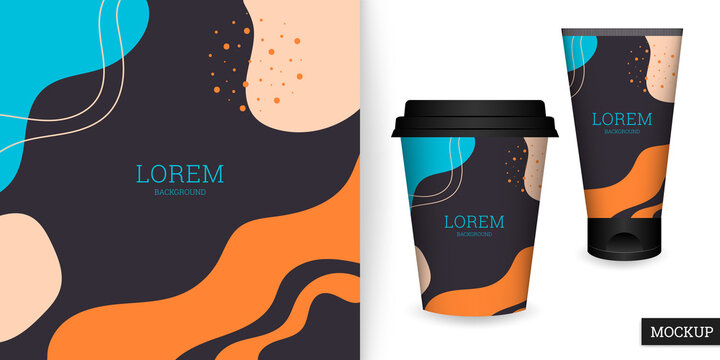 Abstract background in flat style. Modern banner for beauty presentation. Template with colorful shapes. Vector illustration. Branding design for cosmetics cover, card, flyer, poster. Stock.