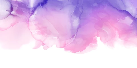 Schilderijen op glas Geschilderde Bloemen Abstract art pink purple blue pastel gradient paint background with liquid fluid grunge texture.  © korkeng
