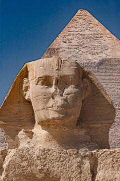 The face of the Sphinx at Giza, Egypt