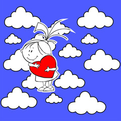 Vector ornate lettering positive quote. I love you text. Old style, vintage retro design. Gift card, poster, print for t-shirt and more, sticker, label and other.I Love You heart concept word cloud.