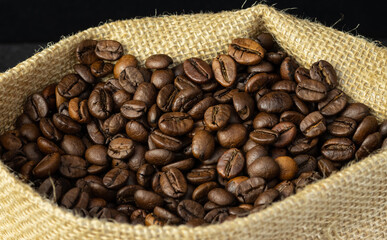 Many coffee beans, close up