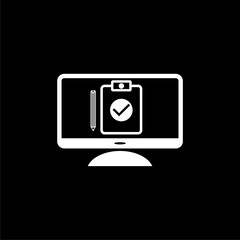 Online survey form logo isolated on dark background