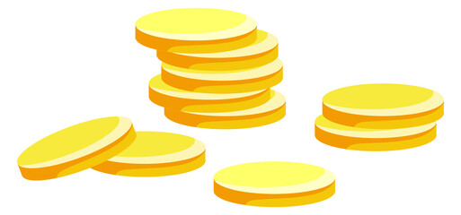 Golden coins. Cartoon game asset. Treasure symbol
