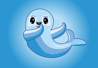 Dabbing seal mascot cartoon character custom illustrations