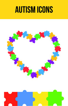 Iconos de Autismo. Fichas de rompecabeza.