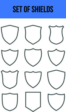 Conjunto de escudos medievales - siluetas.