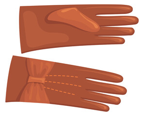 Female leather gloves. Cartoon elegant lady icon