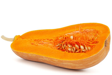 Half pumpkin, isolated on the white background