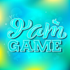 Hand drawn vector phrase I am Game with color lettering on textured background for poster, greeting card, banner, social media, mobile app, advertising, info message, invitation, sticker, template