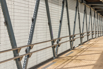 Metal parts of the railway bridge.symmetry of the metal railway bridge.Closeup.