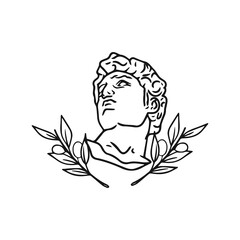 roman head vector with leaves