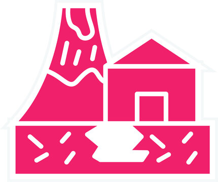 pink volcano erupting near house clip art preview