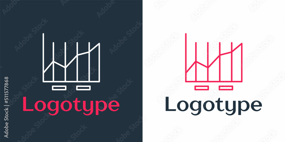 Poster logotype line pie chart infographic icon isolated on white background. diagram chart sign. logo desi