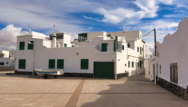 beautiful photographic image of a typical houses in Lanzarote. Canary islands. Spain