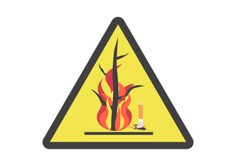 Señal de riesgo de incendios por arrojar colillas, cigarrillos
